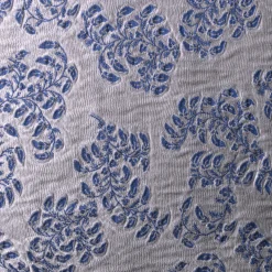 Cuscino quadrato Murcia in jacquard floreale argentato e blu