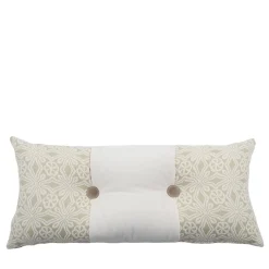 Cuscino rettangolare a bande in Velluto di Cotone e tessuto Jacquard avorio