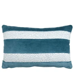 Cuscino rettangolare a inserti Elle in Tessuto Jacquard e Velluto di Lino