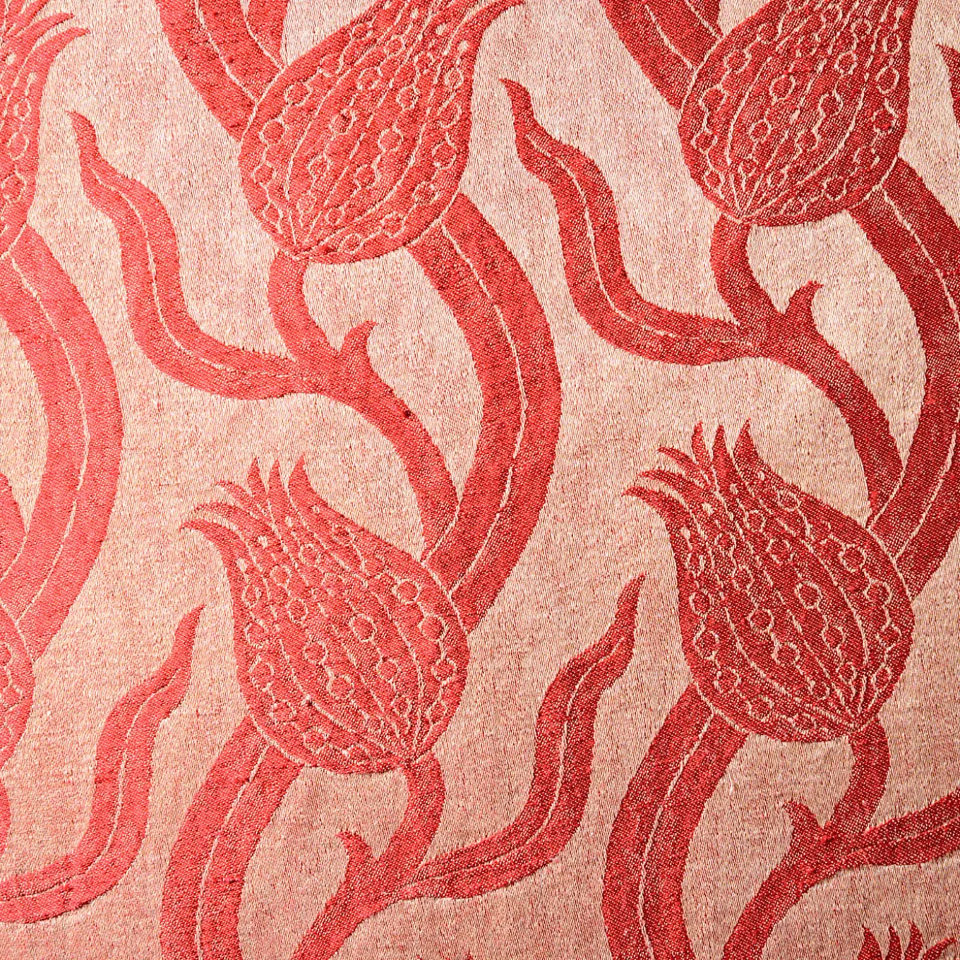 Cuscino rettangolare in lino e seta Dresda Floral Coral