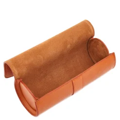 Custodia per orologi e gioielli in pelle caramello