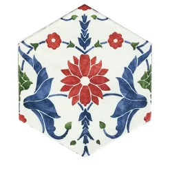 Daamè Set di 28 piastrelle floreali esagonali
