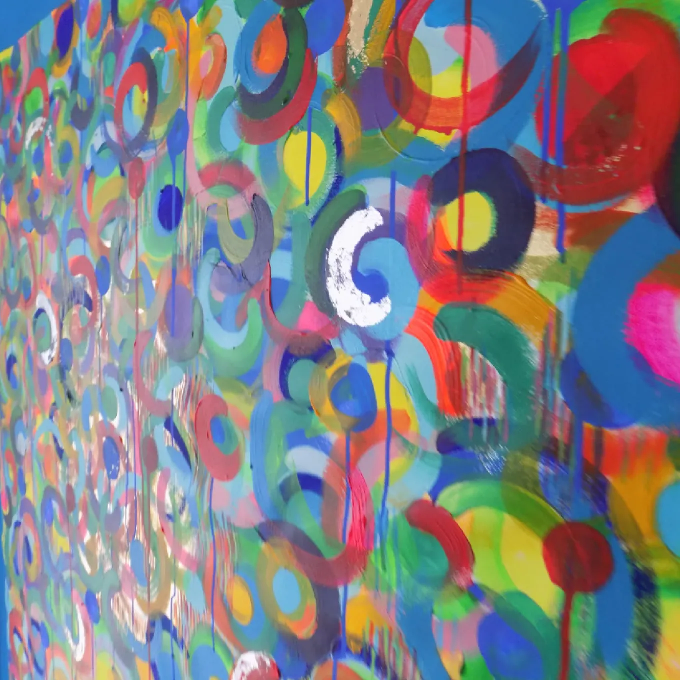 Danza dei colori Pittura acrilica di grandi dimensioni in blu
