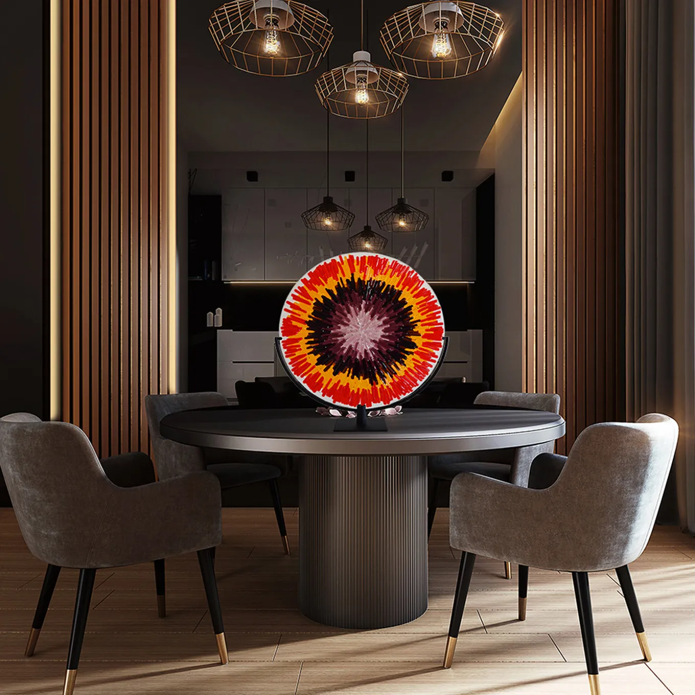 Disco di vetro di Murano rosso energia