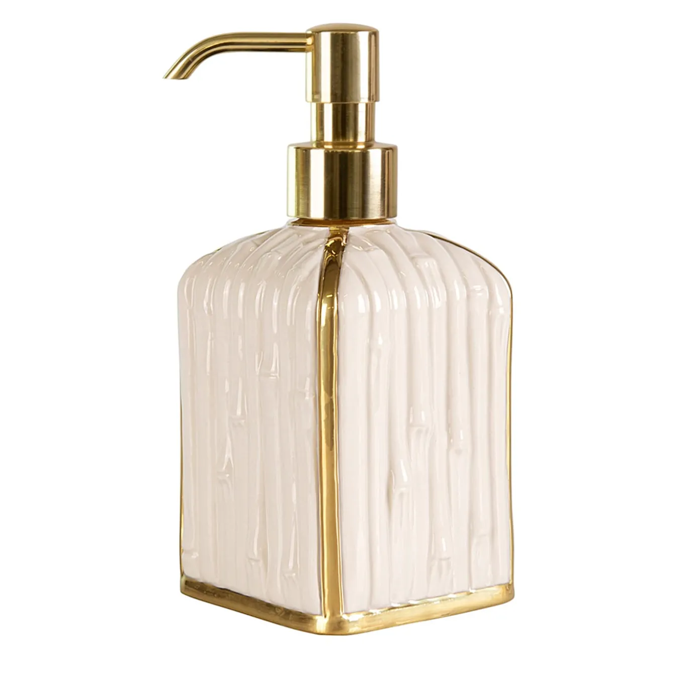 DISPENSER DI SAPONE IN BAMBÙ - ORO E BIANCO
