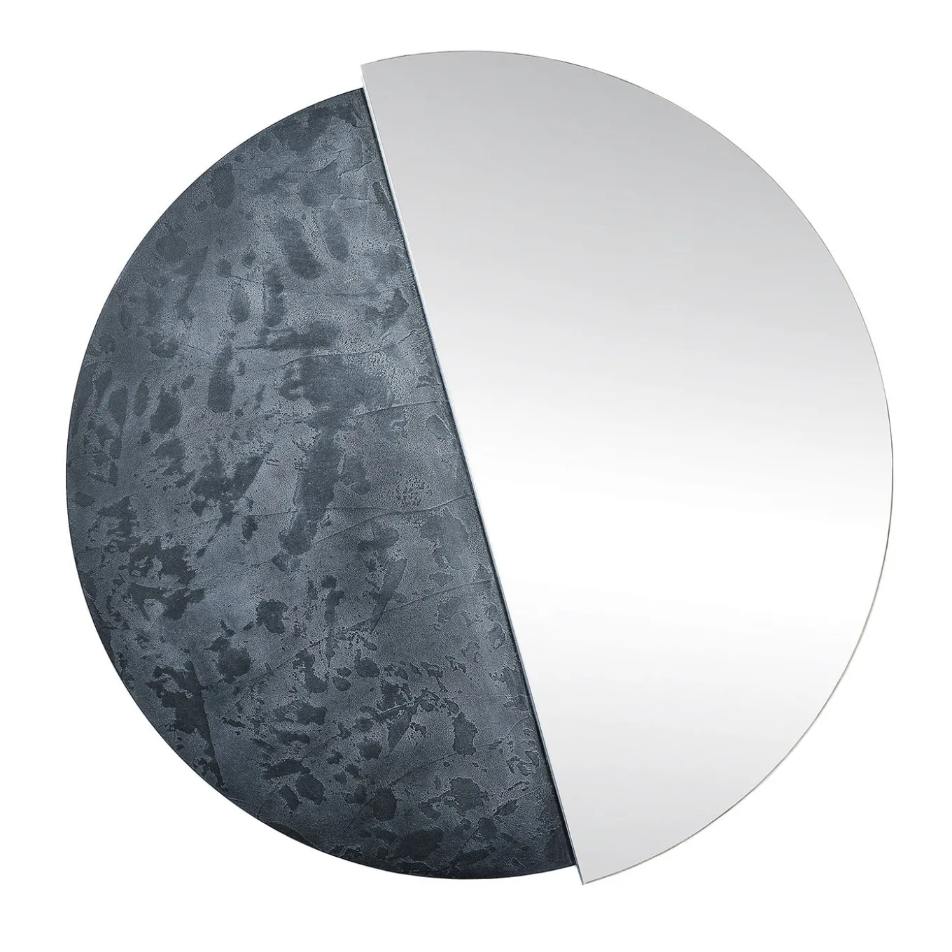 Eclisse specchio Grande rotondo decorato con resina spatolata argento