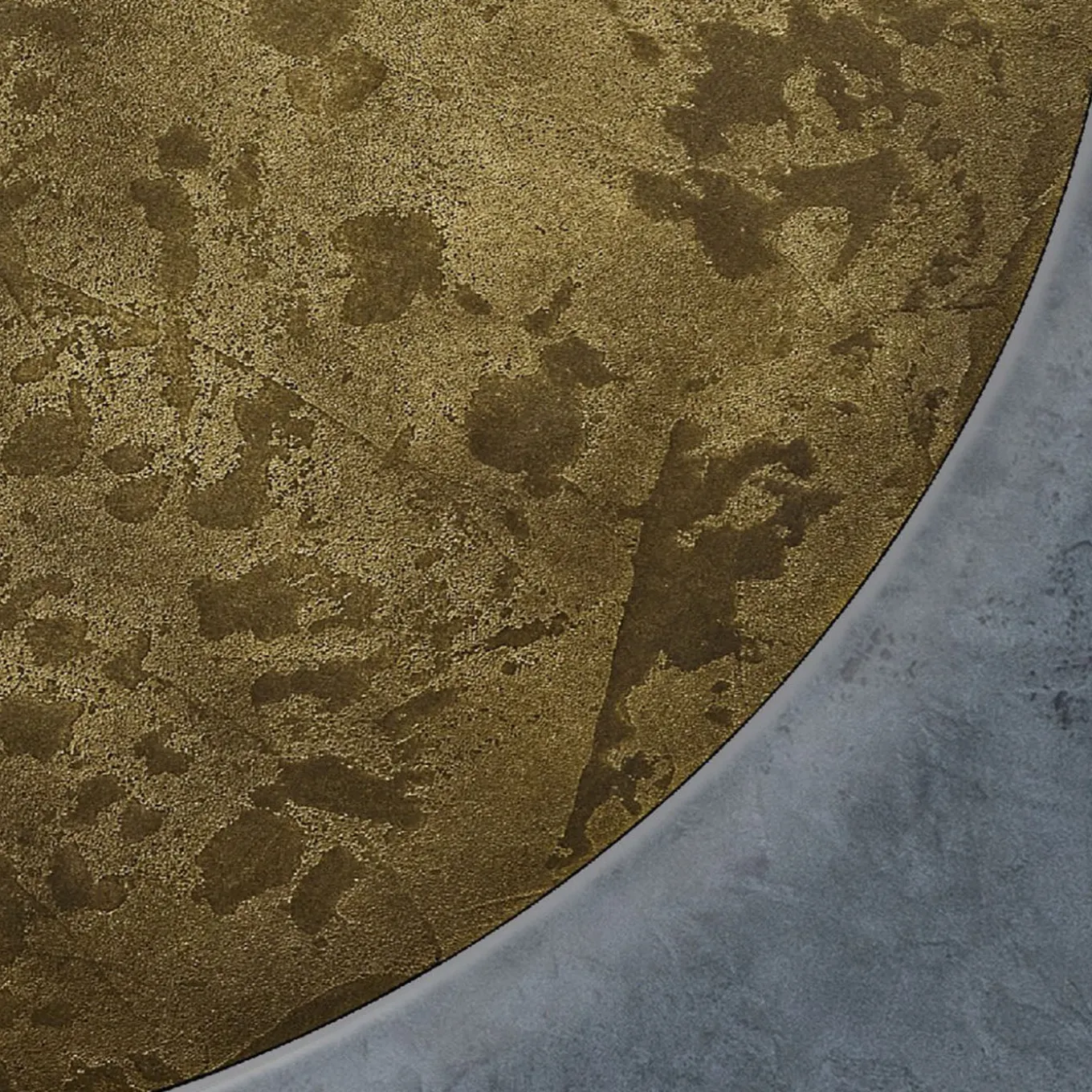 Eclisse Specchio Grande Rotondo Decorato con Resina Spatolata Bronzo