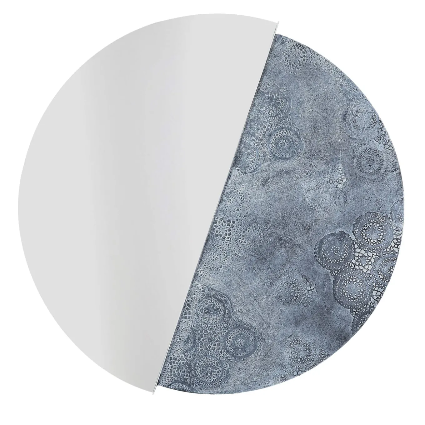 Eclisse Specchio Tondo Decorato Con Resina Spatolata Color Argento