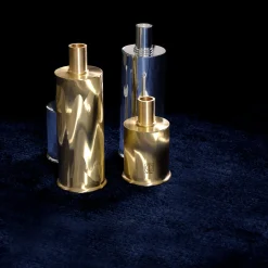 Elegante Portacandele Alto in Ottone Spazzolato