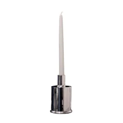 Elegante portacandele corto in argento placcato