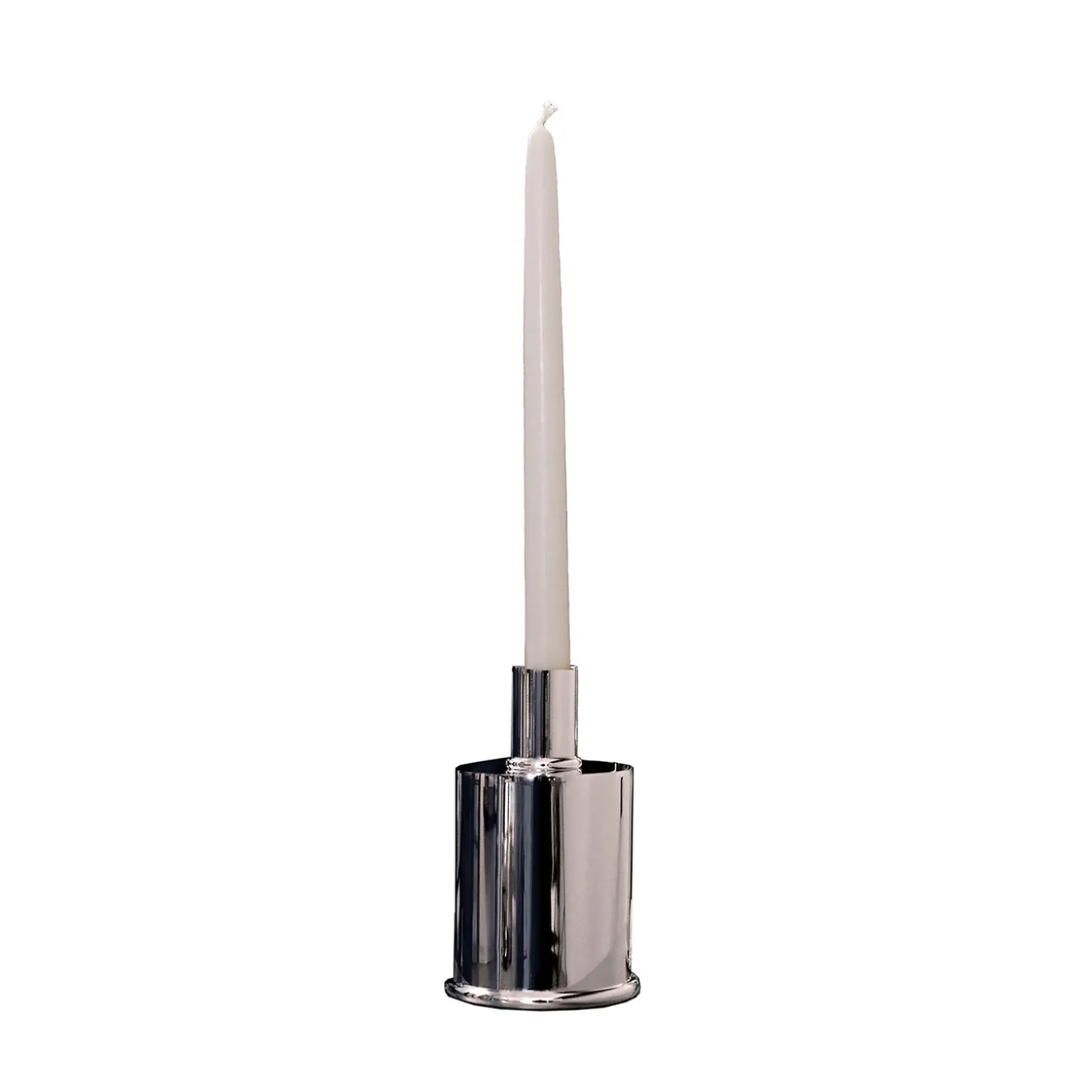 Elegante portacandele corto in argento placcato