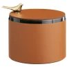 Elegante scatola in pelle cognac