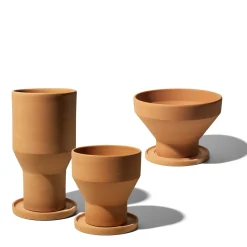 Erba Set di vasi e sottovasi per piante in terracotta