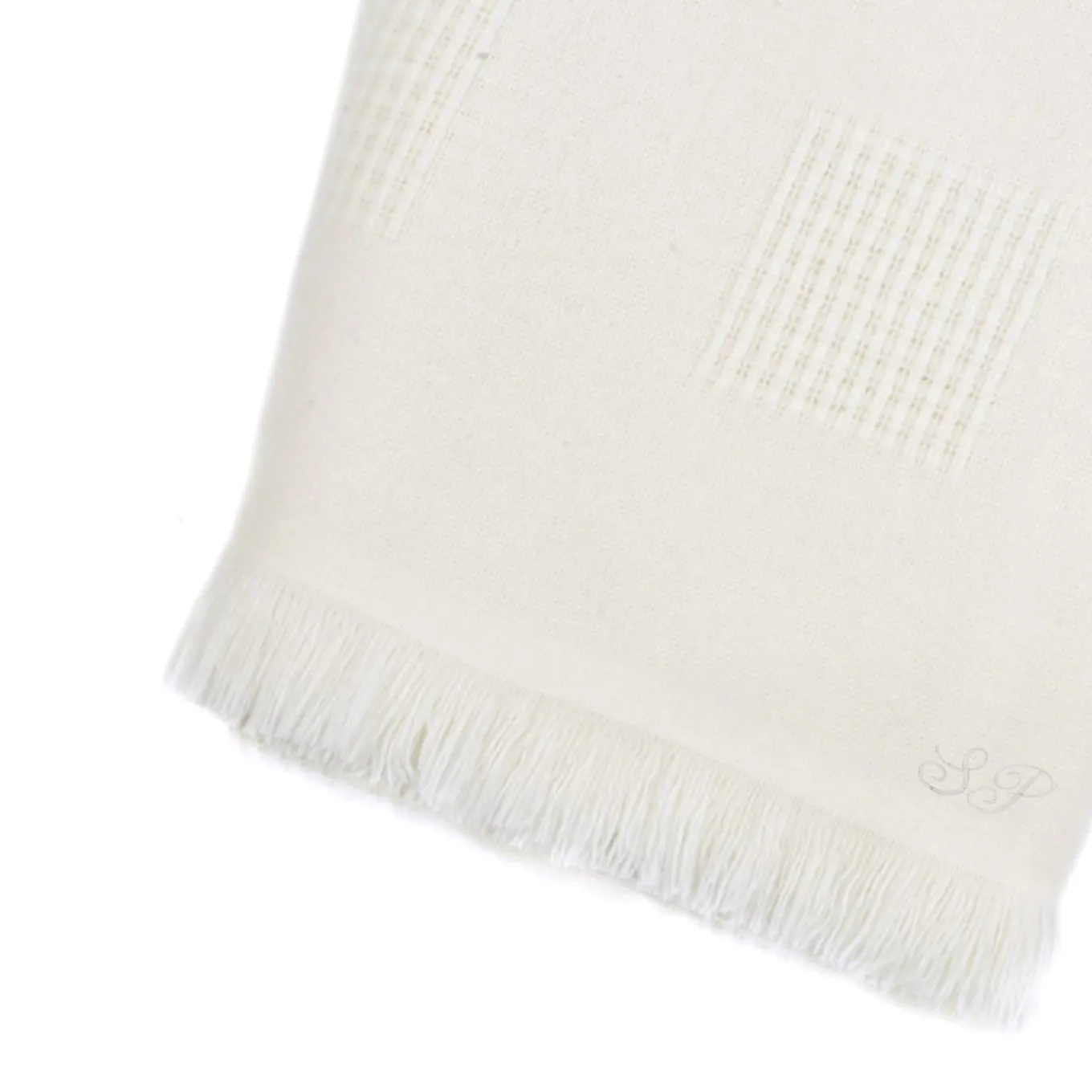 Farnese Crema 100% Cashmere Singolo Plaid con frange corte
