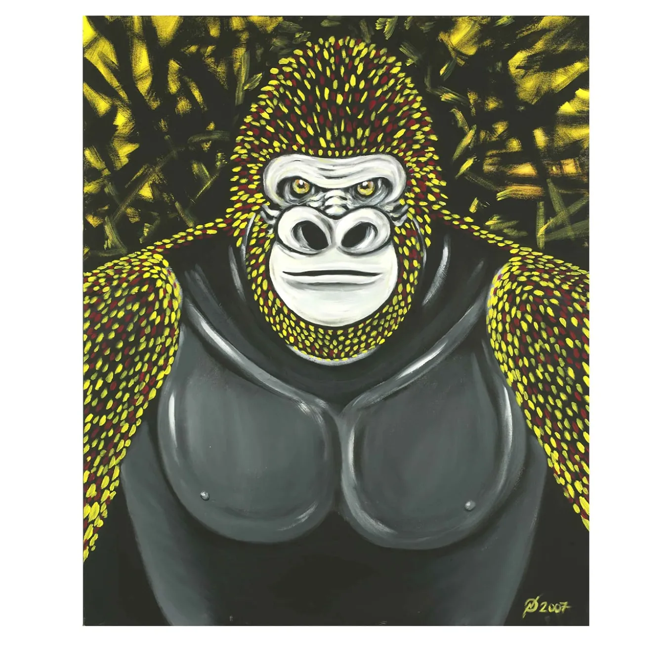 Gorilla spaziale gigante Pittura acrilica su tela