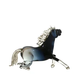 Grande cavallo seduto in vetro nero