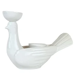 Grande Portacandela in Ceramica Fiamme Bestiali Colomba Bianca
