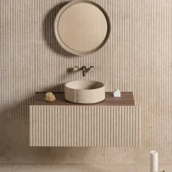 Lavabo da piano in marmo beige rotondo Sartoriale