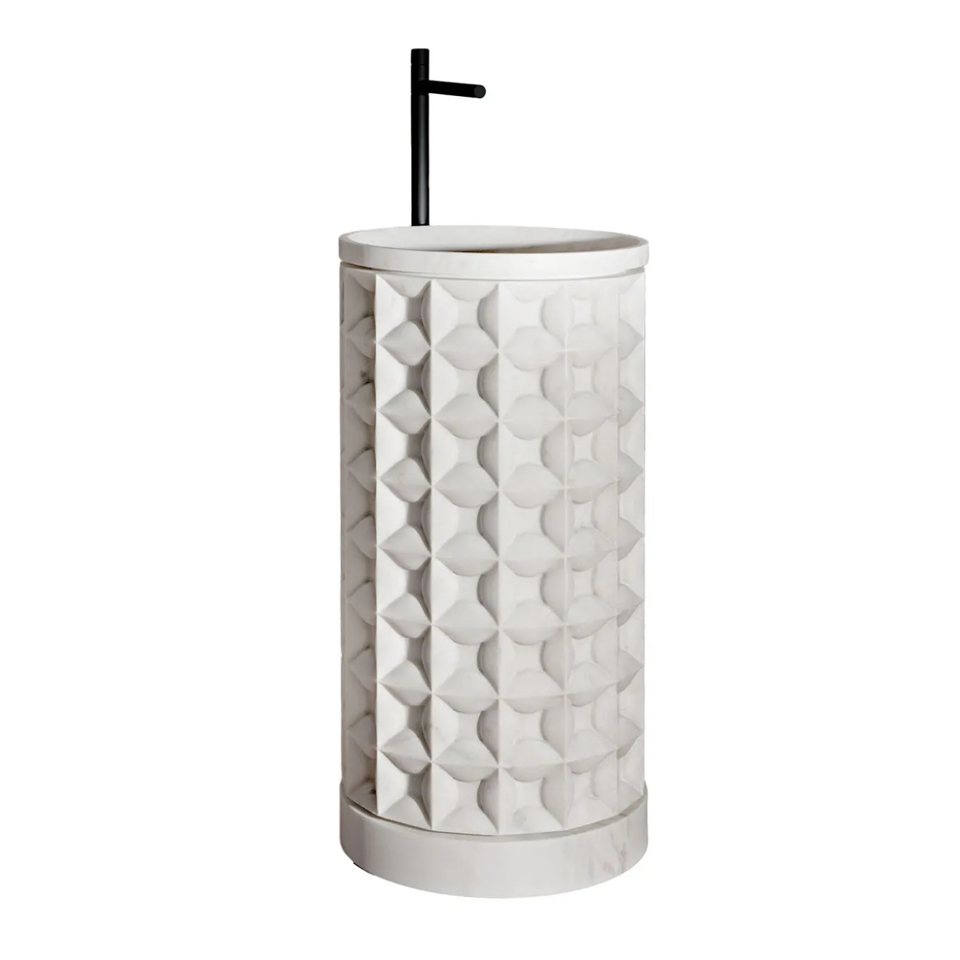 Lavabo in marmo Bianco del Re a colonna cilindrica Dawn