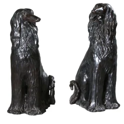Levrieri Afgani coppia di Sculture in Bronzo