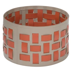 Lisbona 9 Cestino rotondo arancione e beige