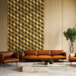 Luce 3D Set di 15 piastrelle in ottone brunito satinato