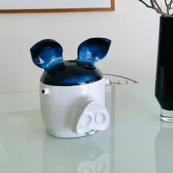 Maiale Contenitore grande blu e bianco con coperchio