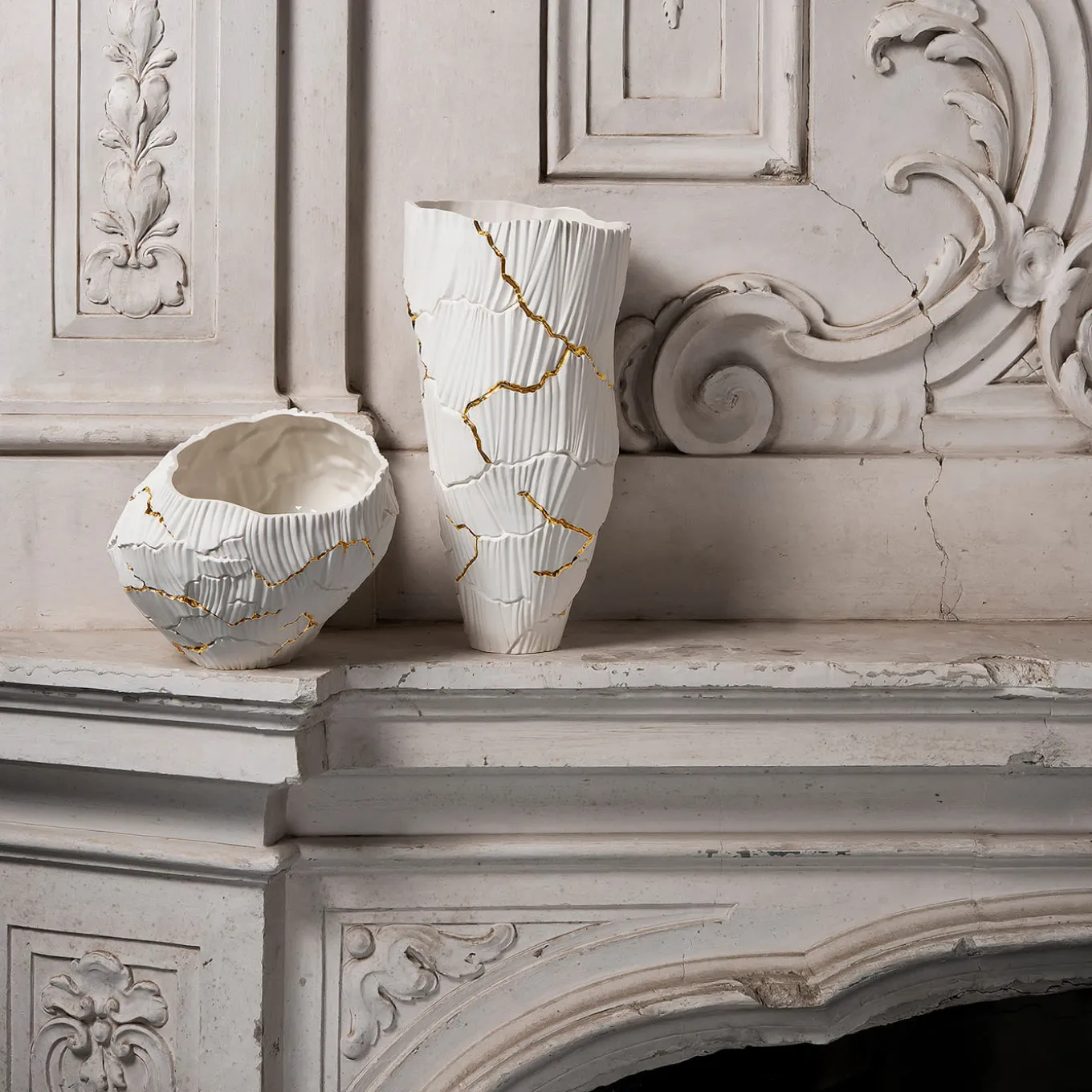 Meltemi Vaso con crepe d'oro