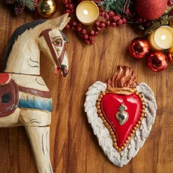METTERE LE ALI AL CUORE IN CERAMICA BIANCA E ROSSA