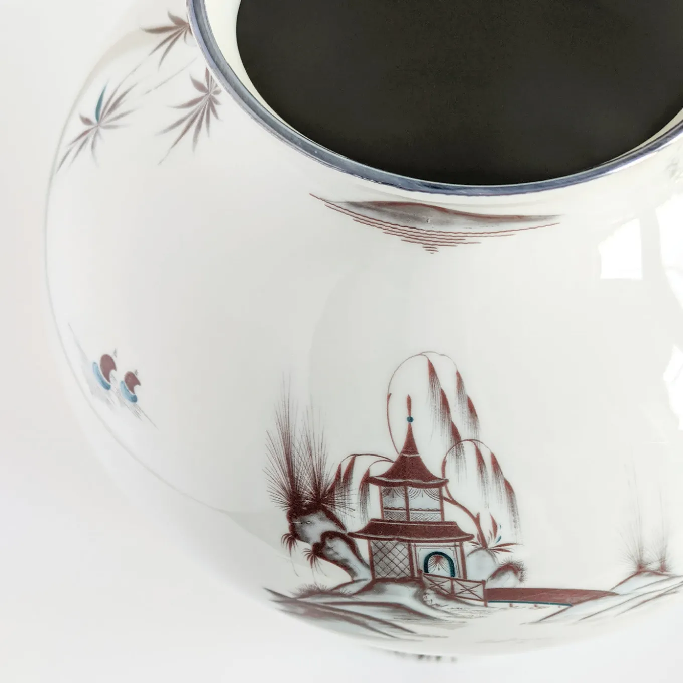 Natsumi Vaso anfora in porcellana con paesaggio giapponese h27cm