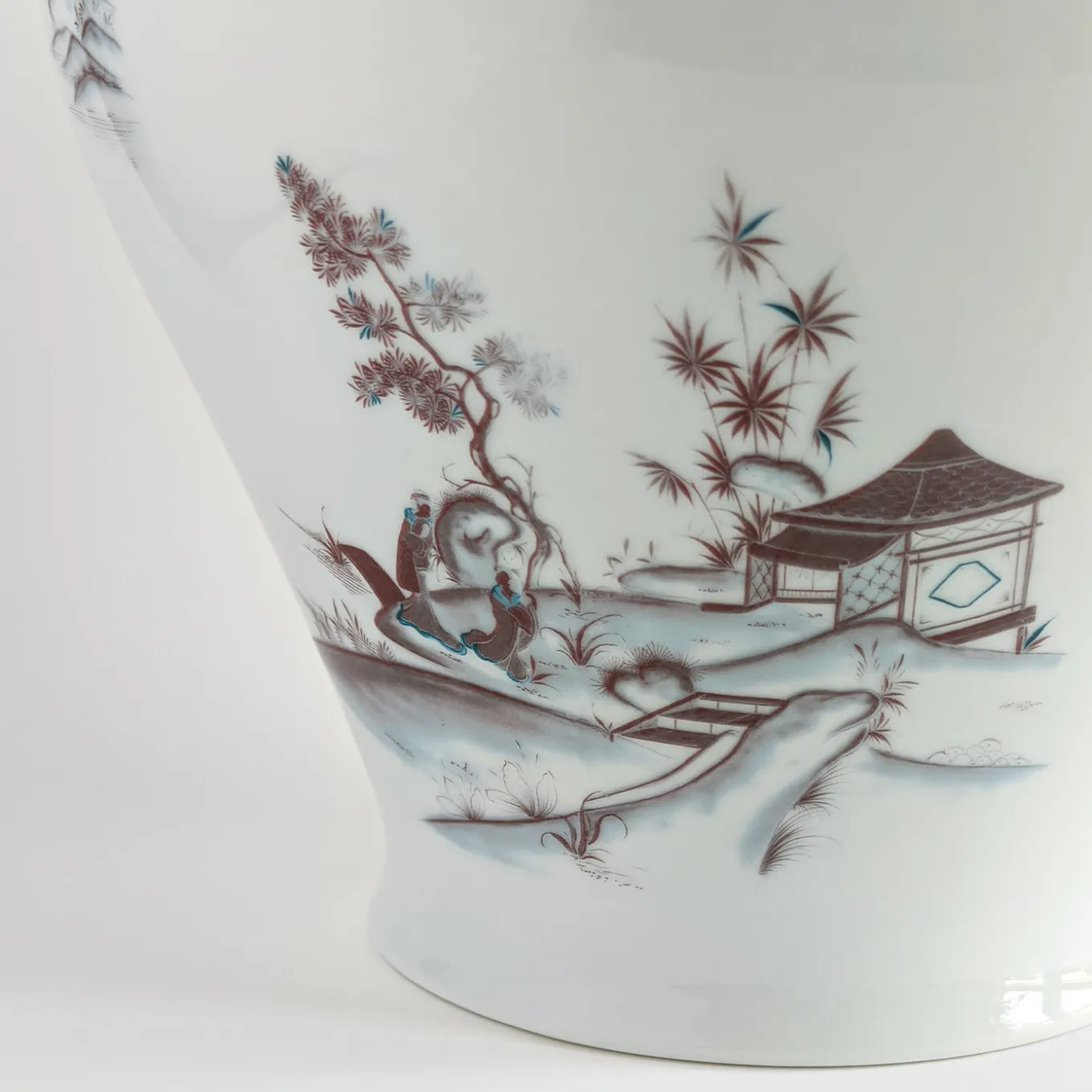Natsumi Vaso anfora in porcellana con paesaggio giapponese h27cm