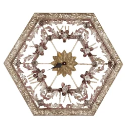 Orologio da parete ottagonale floreale argentato