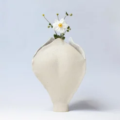 Ossa Iris Vaso in gres bianco smaltato