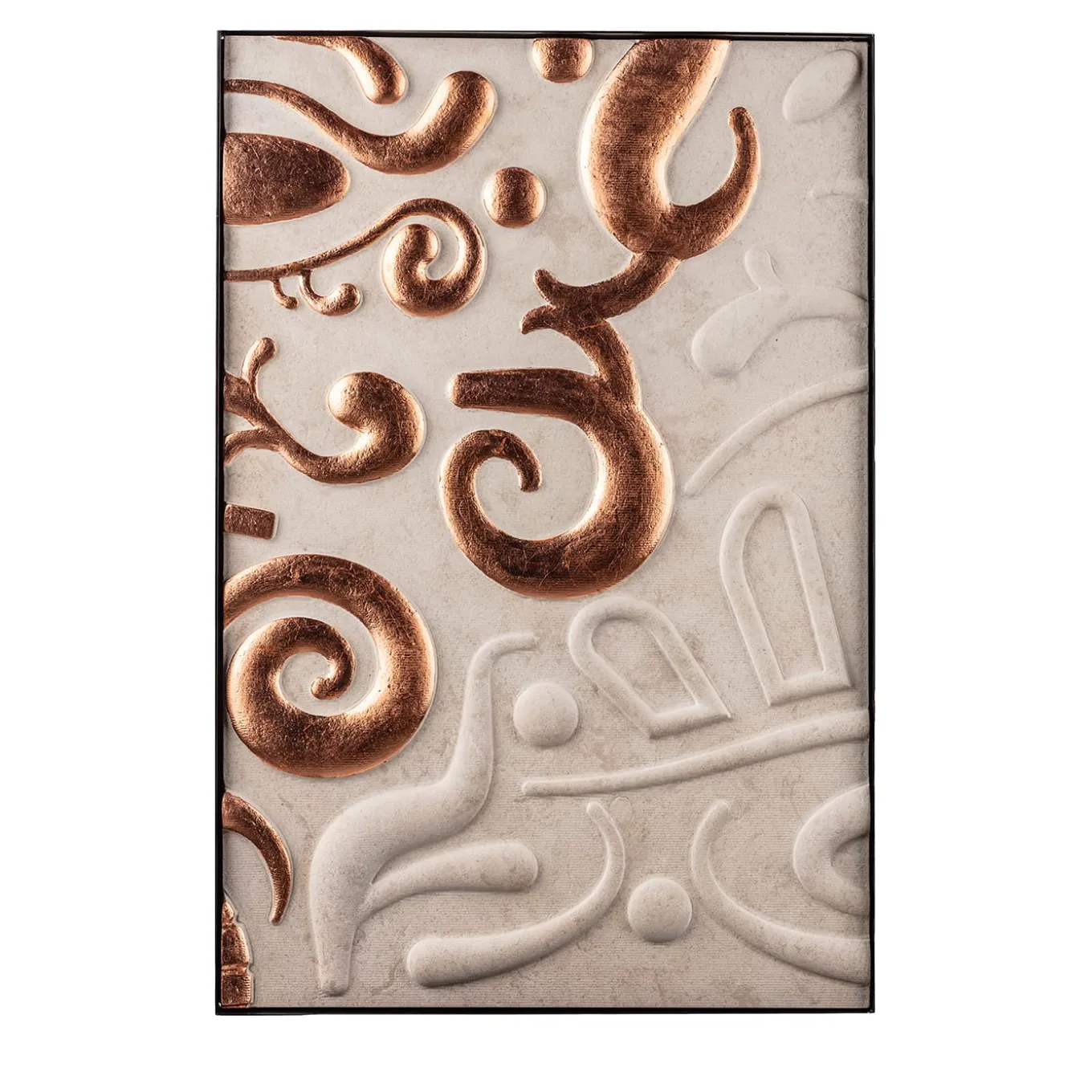Pannello decorativo in marmo Crema Tunisi e foglia di rame Caltagirone