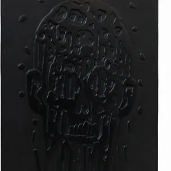 Pannello Decorativo Volto Sfigurato in Pelle Nera
