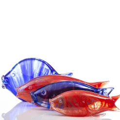 Pesce medio in vetro di Murano blu