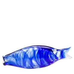 Pesce medio in vetro di Murano blu