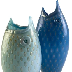 Pesce Vaso zoomorfo in vetro blu