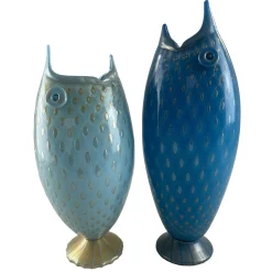 Pesce Vaso zoomorfo in vetro blu