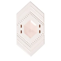 Piastrella Celestia rosa lucido in ceramica con dettagli in rame di Elena Salmistraro