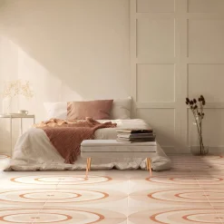 Piastrella Geometrie D’Ombra In Ceramica Rosa Motivo Circolare