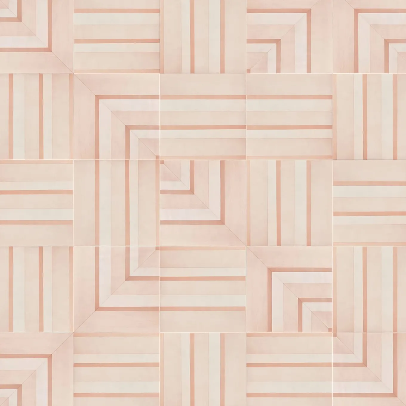 Piastrella Geometrie D’Ombra In Ceramica Rosa Cipria Motivo Quadrato
