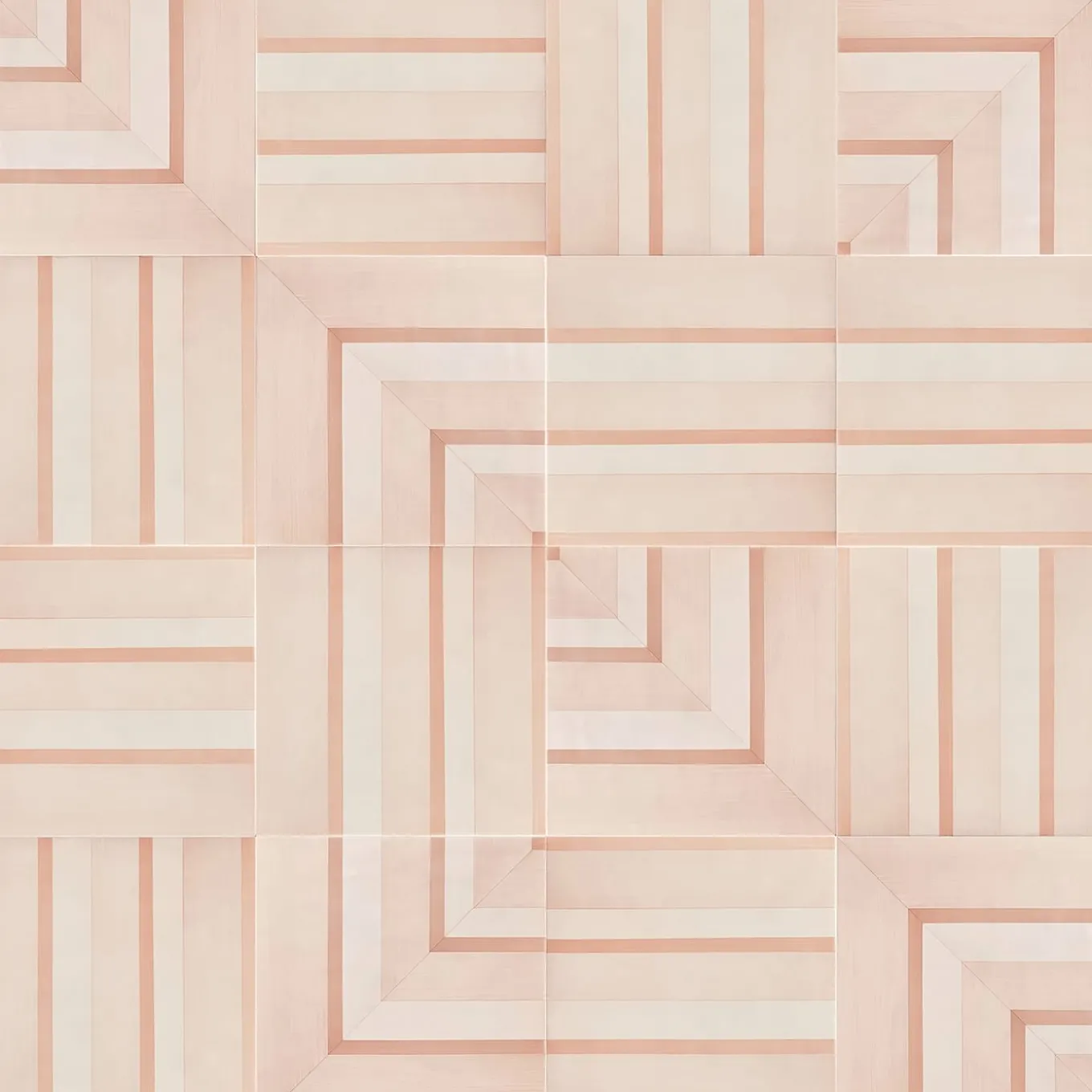 Piastrella Geometrie D’Ombra In Ceramica Rosa Cipria Motivo Quadrato