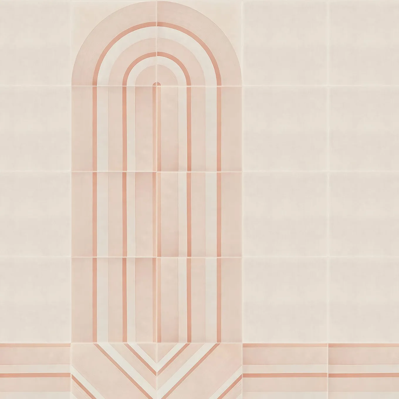 Piastrella Geometrie D’Ombra In Ceramica Rosa Cipria Motivo Diagonale