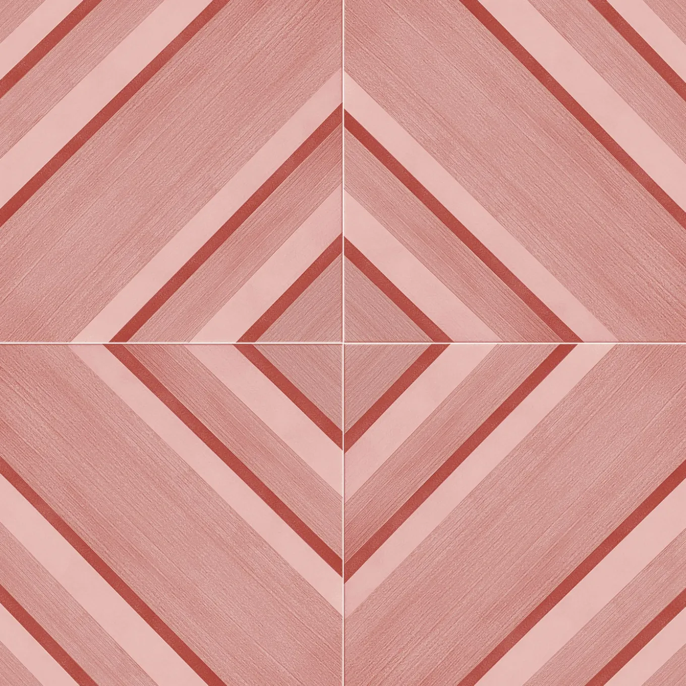 Piastrella Geometrie D’Ombra In Ceramica Rosso Rubino Motivo Diagonale