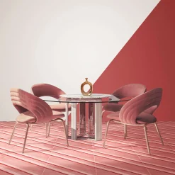 Piastrella Geometrie D’Ombra In Ceramica Rosso Rubino Motivo Diagonale