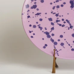 Piatto decorativo in ceramica lilla e viola