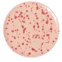 Piatto decorativo in ceramica rosa e borgogna