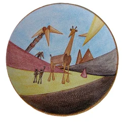Piatto decorativo Le Giraffe in ceramica
