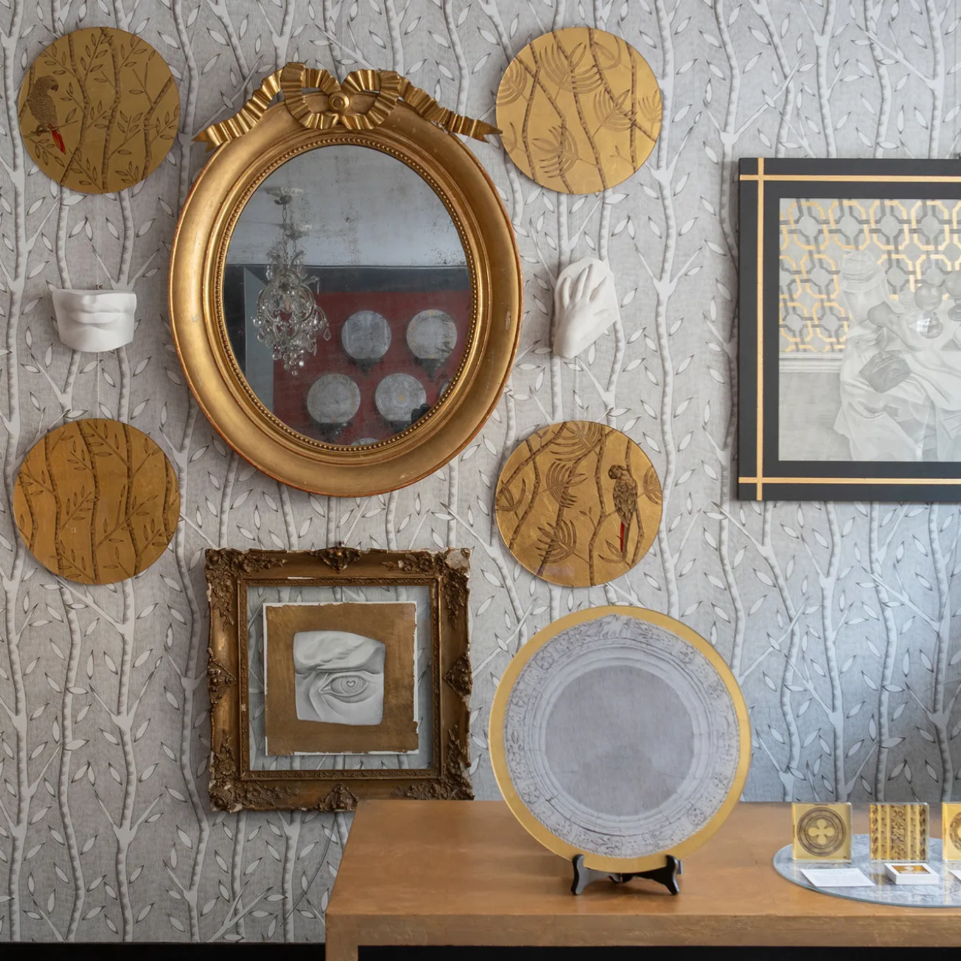 Piatto Decorativo Palme Oro